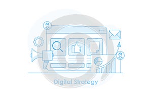 Digital strategy, social media promotion, SEO optimization, data analytics on crm dashboard interface settings.