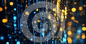 Digital Stream: Abstract Data Flow with Binary Code and Bokeh Effect