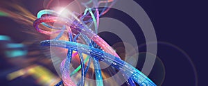 Digital stream in big data field. High-speed Internet and global cyber digitalization