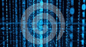 Digital stream of binary code isolated on transparent background