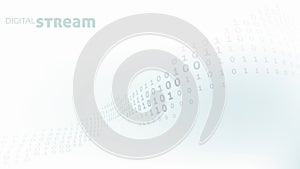 Digital stream. Minimal design with binary code wavy connection