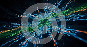 Digital streams radiate outward, creating a vibrant and interconnected network