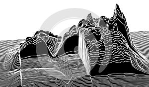 Digital surface made of lines. Abstract technology illustration.