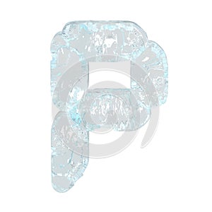 Digital symbol made of ice. letter p