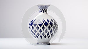 Digital Symmetry Ceramic Vase With White Decoration