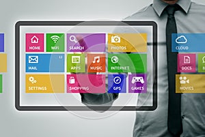 Digital tablet with colorful app icons