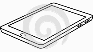 Digital tablet device in horizontal view vector outline, vector design Generative AI
