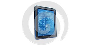 Digital Tablet Displaying Futuristic Data Interface. Advanced Technology And Information Visualization Isolated On