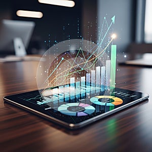 Digital Tablet with Financial Data Visualization