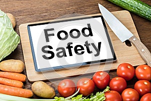 Digital Tablet With Food Safety Text