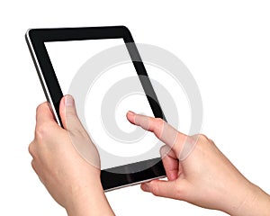 Digital tablet in hands