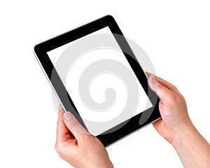 Digital tablet in hands