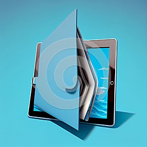 Digital tablet and newspapers, internet and electronic online news concept image