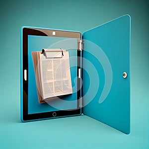 Digital tablet and newspapers, internet and electronic online news concept image