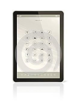 Digital tablet pc with apps icons interface