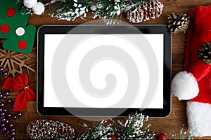 Digital tablet pc with blank screen christmas