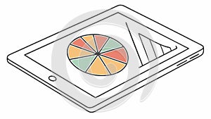 Digital Tablet with Pie Chart Vector Illustration, Business Data Analysis, vector design Generative AI