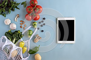 Digital tablet for searching online app for recipe , nutrition, diet and grocery shopping