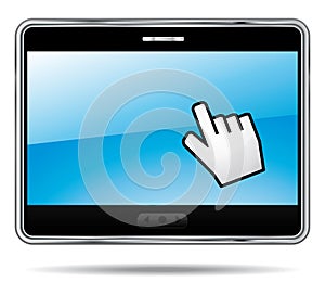 Digital tablet turned on.