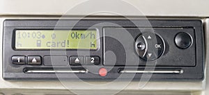 Digital tachograph display reads CARD . No inserted card in the device. Insert the drivers card. No personal data