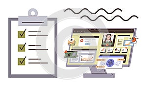 Digital Task Management with Checklist and Computer Interface for Efficient Workflow