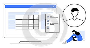 Digital Task Management with Checklist on Screen and Team Collaboration Elements