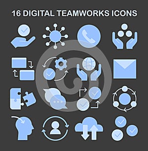 Digital Teamworks Icon Set. Flat
