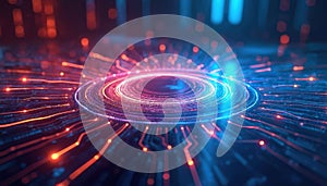 Digital tech abstract background illustration highlights system resilience. Modern data protection, cloud computing concept.