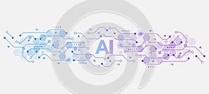 Digital tech motherboard texture design. Creative idea AI banner concept for internet technology. Software coding