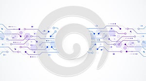 Digital tech motherboard texture design. Creative idea AI banner concept for internet technology. Software coding