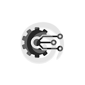 Digital tech - vector business logo template concept illustration. Gear electronic factory sign. Gear technology vector icon, logo