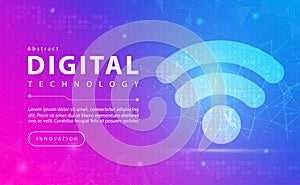 Digital technology and 4G 5G 6G network wireless internet Wi-fi connection banner pink blue background concept with technology