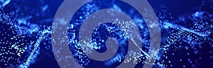 Digital technology background. Abstract structure with glowing dots. Big data. 3D rendering