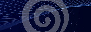 Digital technology background. Big Data. Dynamic wave of glowing particles. Abstract background. 3d rendering