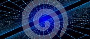 Digital technology background. Big Data visualization. Dynamic field of glowing particles. Abstract background. 3d