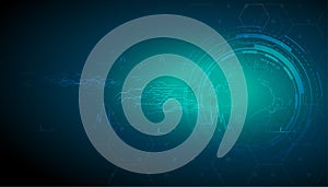 Digital technology banner blue black background concept with technology line light effects, abstract tech, illustration vector for