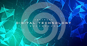 Digital technology banner blue green background concept, cyber technology light effect, abstract tech, innovation future data