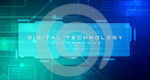 Digital technology banner blue green background concept, cyber technology light effect, abstract tech, innovation future data