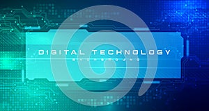 Digital technology banner blue green background concept, cyber technology light effect, abstract tech, innovation future data