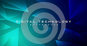 Digital technology banner blue green background concept, cyber technology light effect, abstract tech, innovation future data