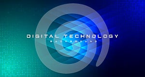 Digital technology banner blue green background concept, cyber technology light effect, abstract tech, innovation future data