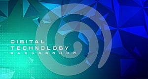 Digital technology banner blue green background concept, cyber technology light effect, abstract tech, innovation future data