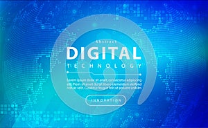 Digital technology banner blue green background concept with technology light effect, abstract tech, innovation future data tech