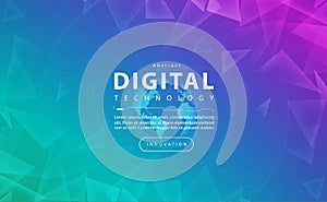 Digital technology banner blue green background, media cyber technology light purple pink, abstract tech, innovation future