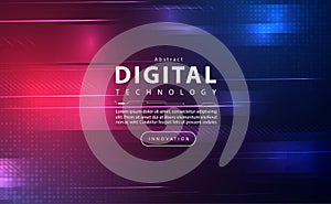 Digital technology banner blue pink background concept cyber security technology abstract purple tech innovation future data