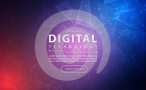 Digital technology banner blue pink background concept, technology light purple effect, abstract tech, innovation future data tech