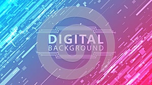 Digital technology banner. Glitch error effect. Vector background
