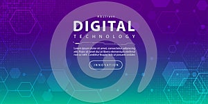 Digital technology banner green blue background concept with technology light effect, abstract tech innovation future