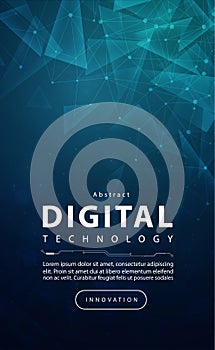 Digital technology banner green blue background concept with technology light effect, abstract tech, innovation future data