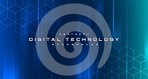 Digital technology banner green blue background concept with technology light effect, abstract tech, innovation future data